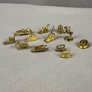 Vintage Monopoly Gold Tokens Lot Dog Shoe Car Iron Hat Game Pieces